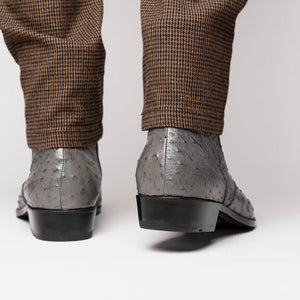 Marco Di Milano Giorgio Serpentine Grey Ostrich Quill Dress Boots - Dudes Boutique
