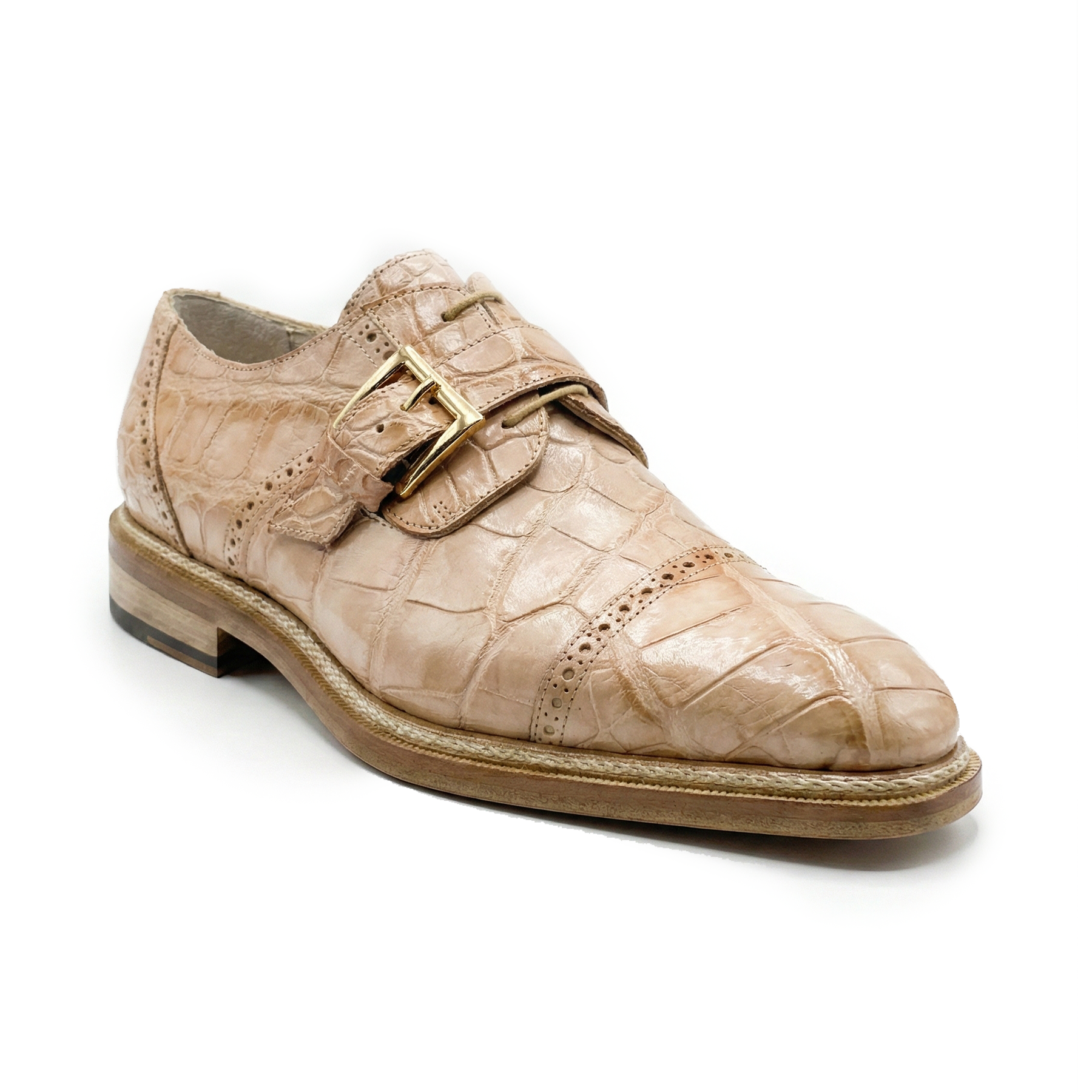 Mauri 1087/4 Beige Alligator Cap Toe Derby