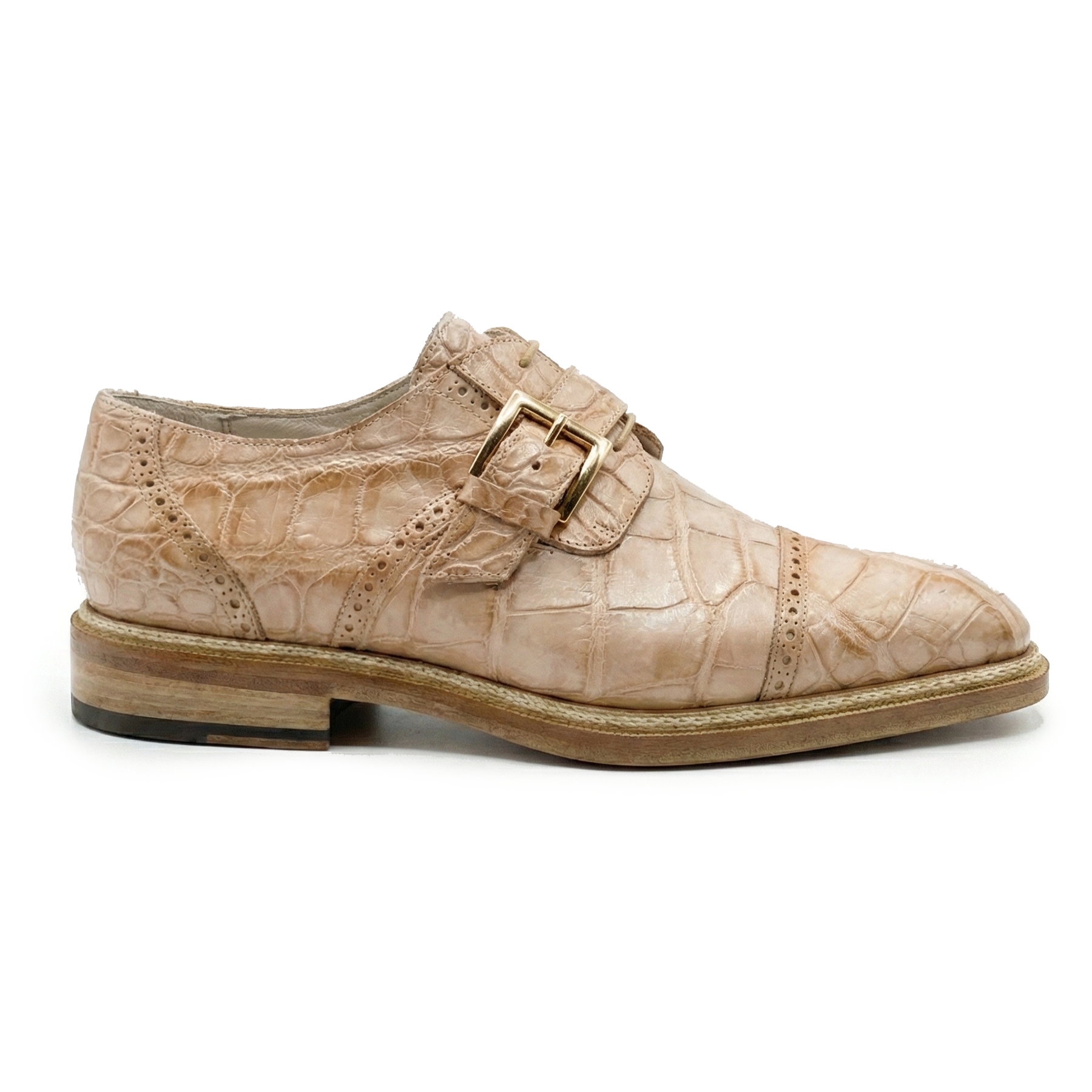 Mauri 1087/4 Beige Alligator Cap Toe Derby