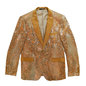 Cielo Gold Embellished Sequin Blazer - Dudes Boutique