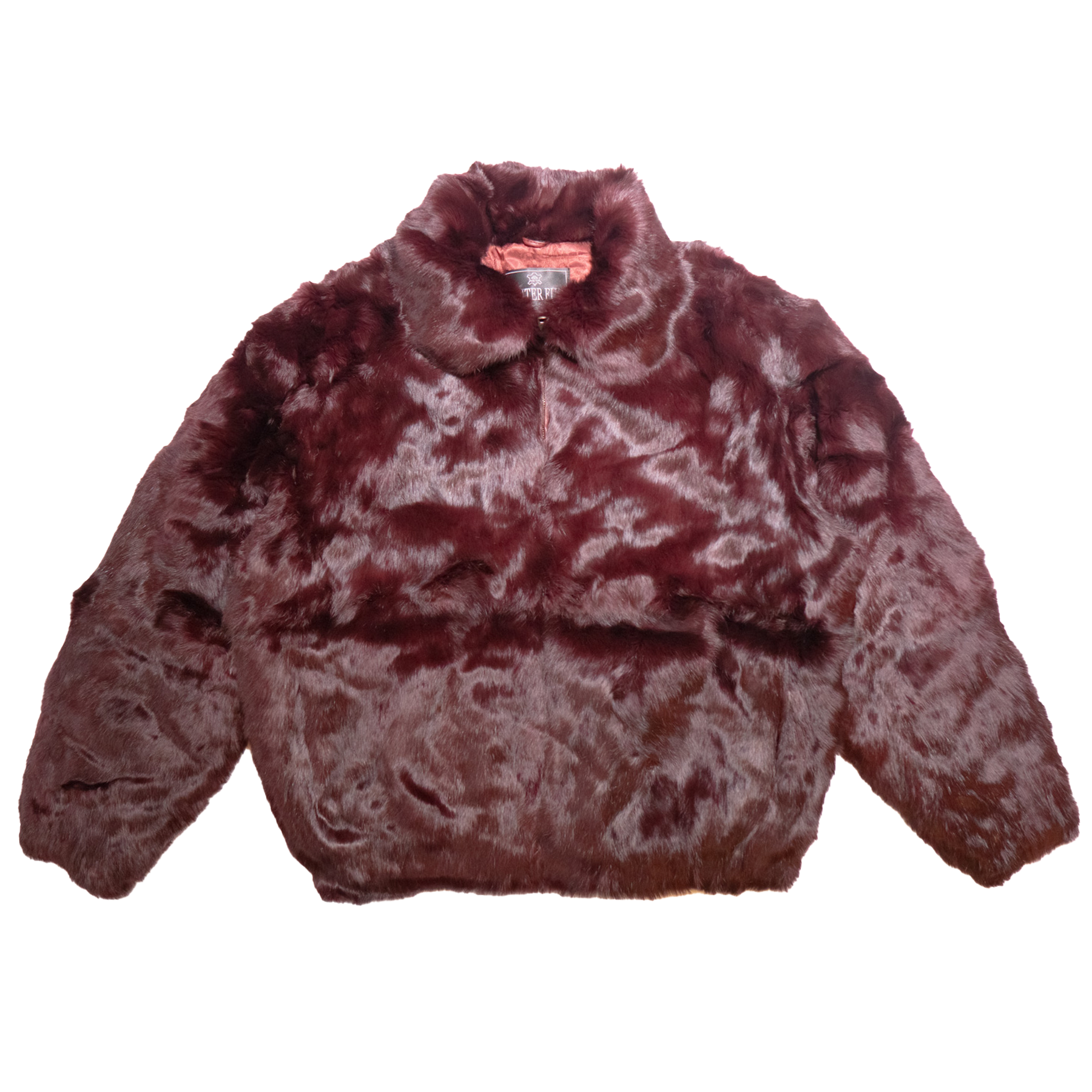 Winter Fur Men's Wine Rabbit Fur Hooded Bomber Jacket - Dudes Boutique