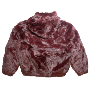 Winter Fur Men's Wine Rabbit Fur Hooded Bomber Jacket - Dudes Boutique
