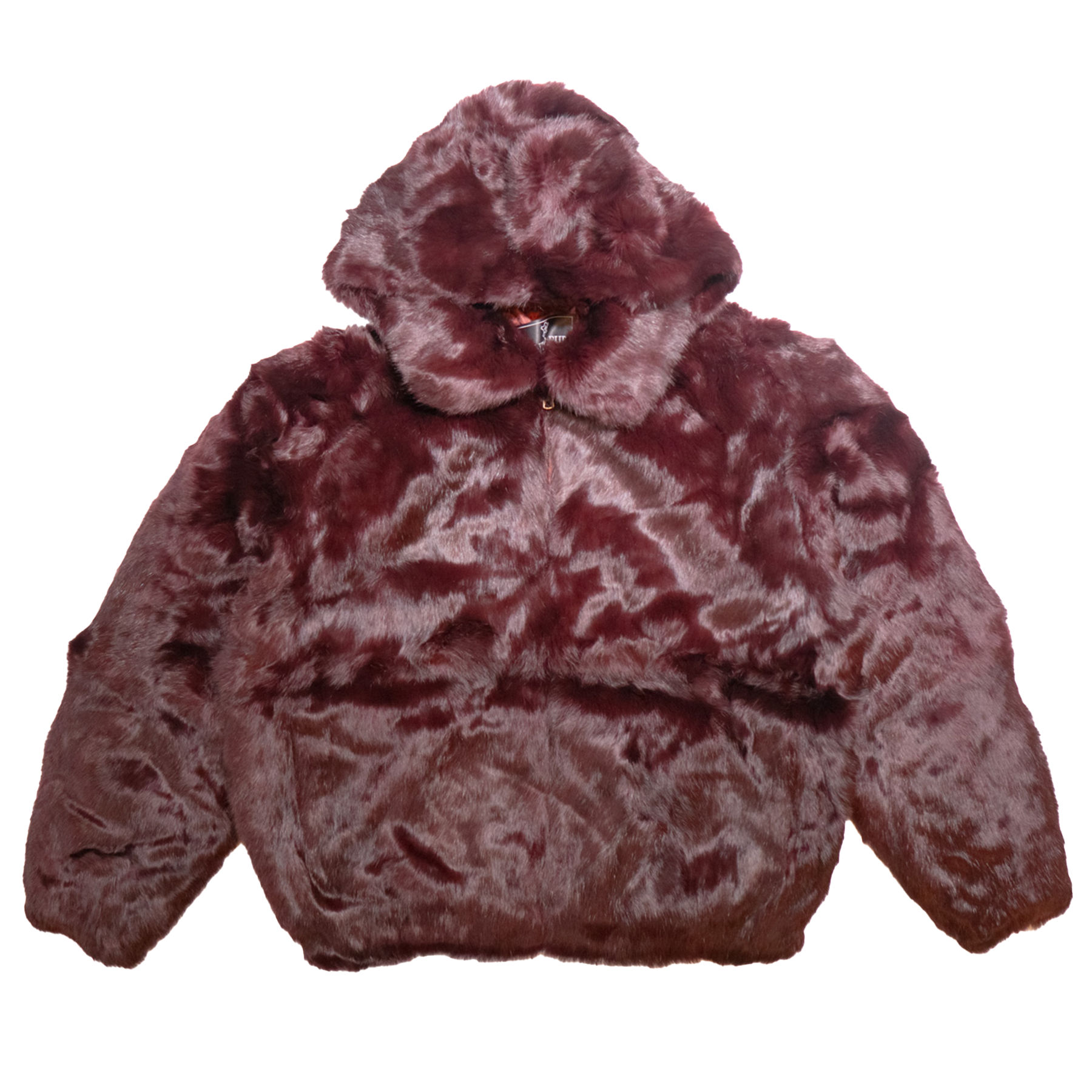 Winter Fur Men's Wine Rabbit Fur Hooded Bomber Jacket - Dudes Boutique