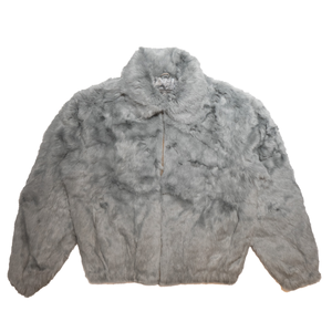 Winter Fur Men's Gray Rabbit Fur Hooded Bomber Jacket - Dudes Boutique