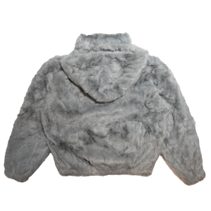 Winter Fur Men's Gray Rabbit Fur Hooded Bomber Jacket - Dudes Boutique