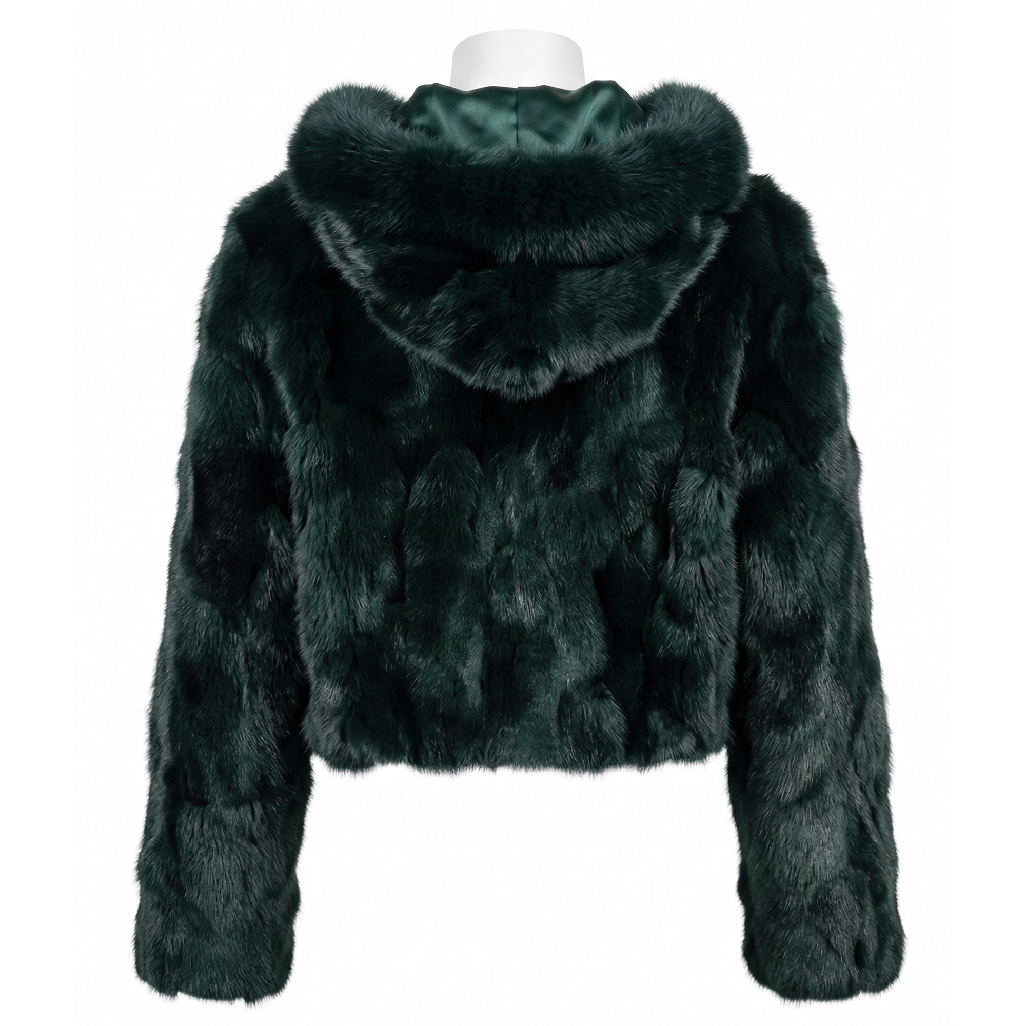Kashani Women's Green Fox Fur Cropped Coat