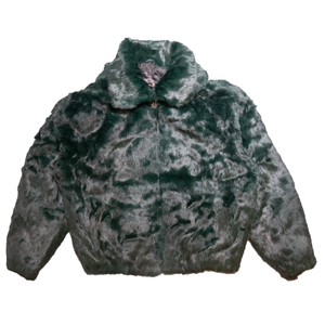 Kashani Men's Olive Green Rabbit Fur Hooded Bomber Jacket - Dudes Boutique