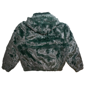 Kashani Men's Olive Green Rabbit Fur Hooded Bomber Jacket - Dudes Boutique