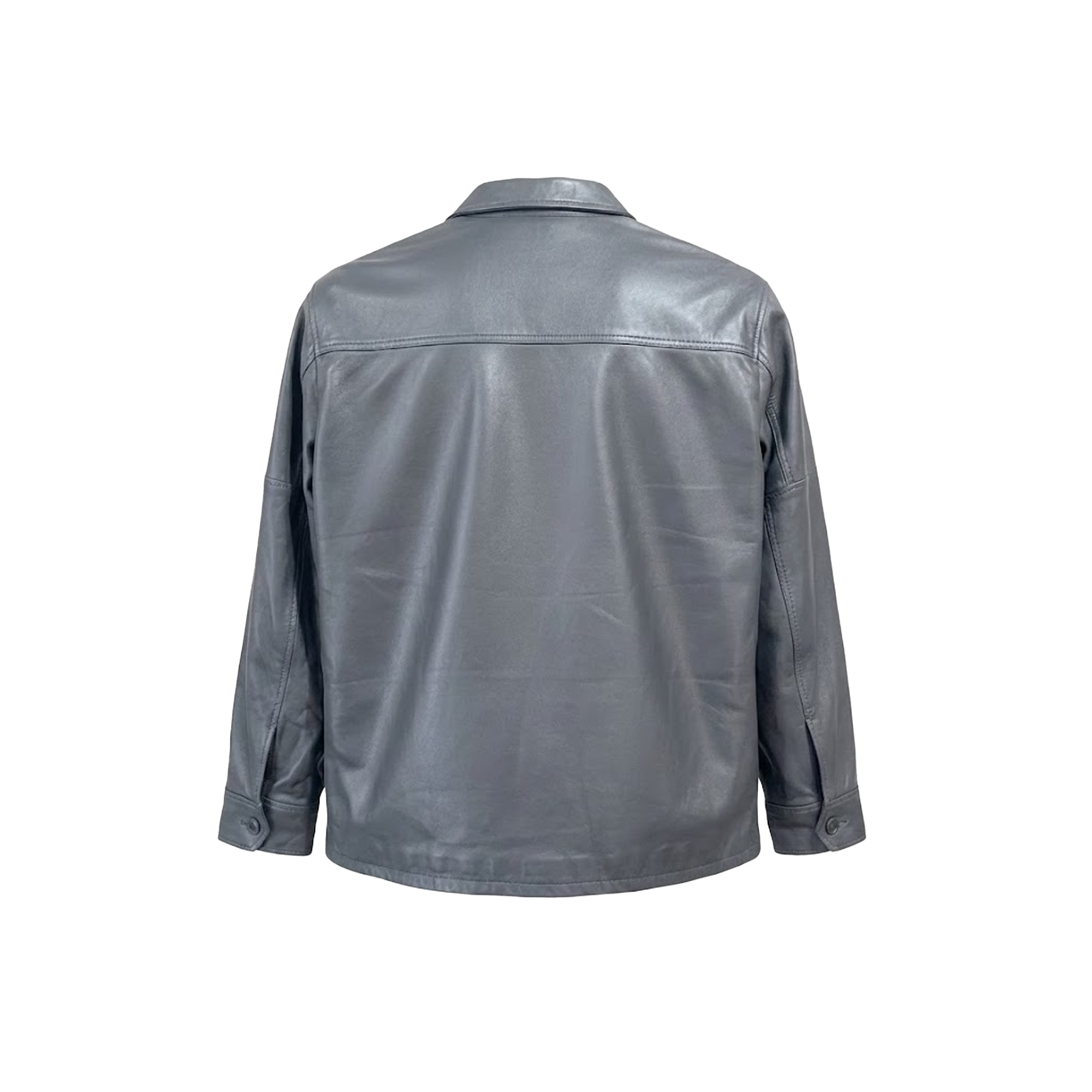 Kashani Men's Grey Lambskin Button-Up Shirt