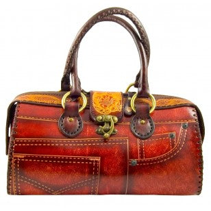 Kashani Handcrafted Red Jean Leather Mini Bag