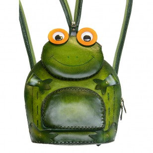 Kashani Handcrafted Leather Emerald Green Frog Backpack