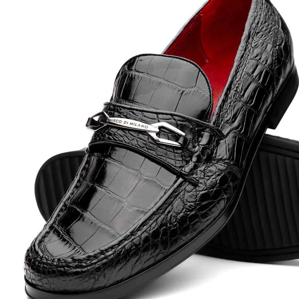 Marco Di Milano Hugo Black Alligator Bit Loafers - Dudes Boutique