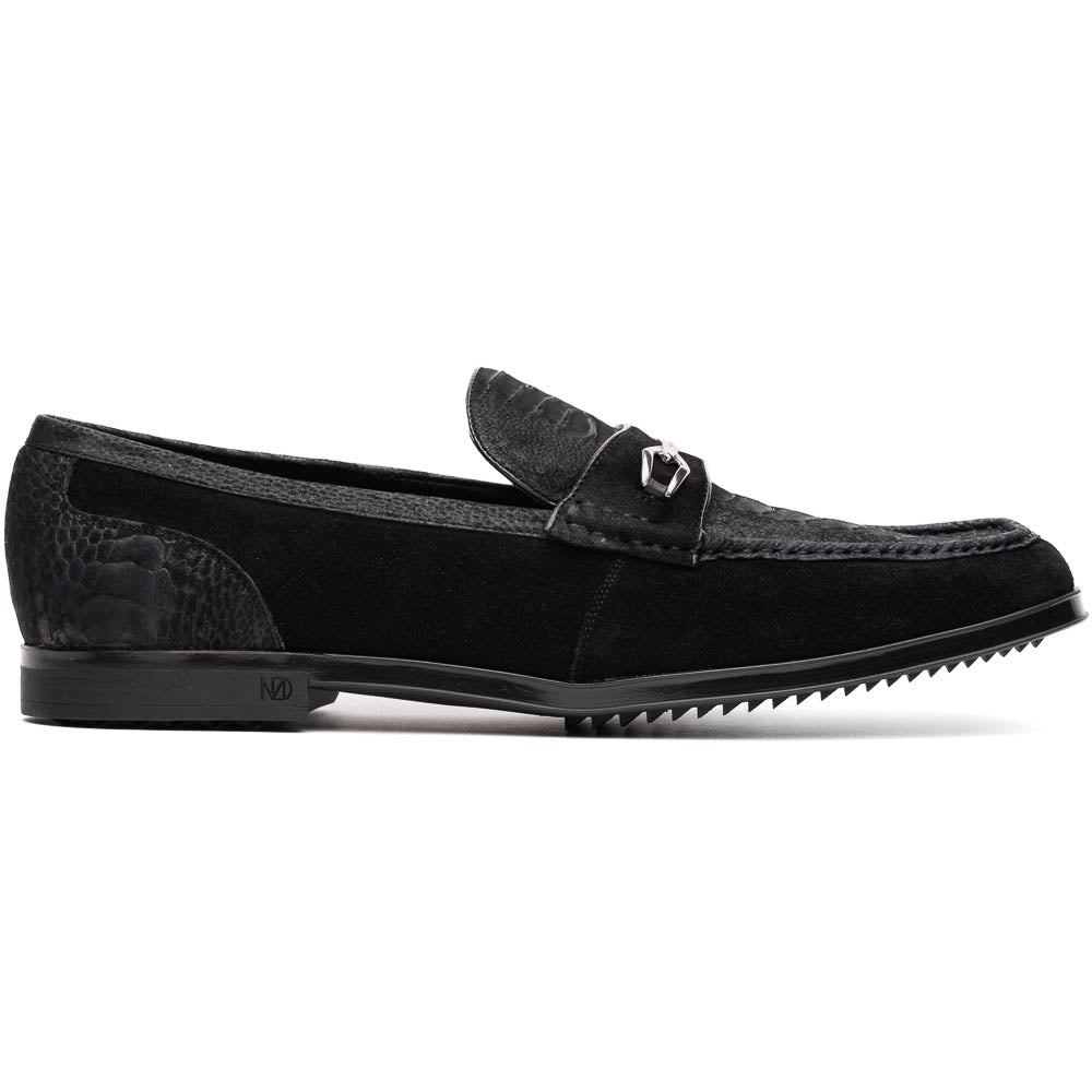 Marco Di Milano Hugo Black Sueded Ostrich Leg Bit Loafers - Dudes Boutique
