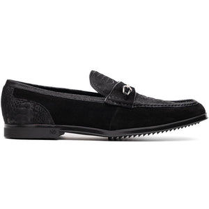 Marco Di Milano Hugo Black Sueded Ostrich Leg Bit Loafers - Dudes Boutique