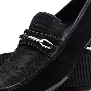 Marco Di Milano Hugo Black Sueded Ostrich Leg Bit Loafers - Dudes Boutique