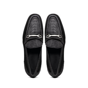 Marco Di Milano Hugo Black Sueded Ostrich Leg Bit Loafers - Dudes Boutique