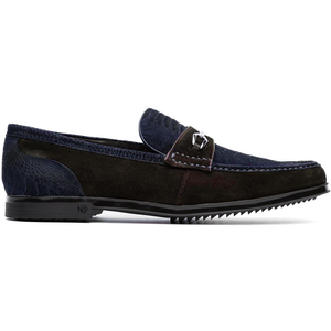 Marco Di Milano Hugo Navy / Brown Sueded Ostrich Leg Bit Loafers - Dudes Boutique