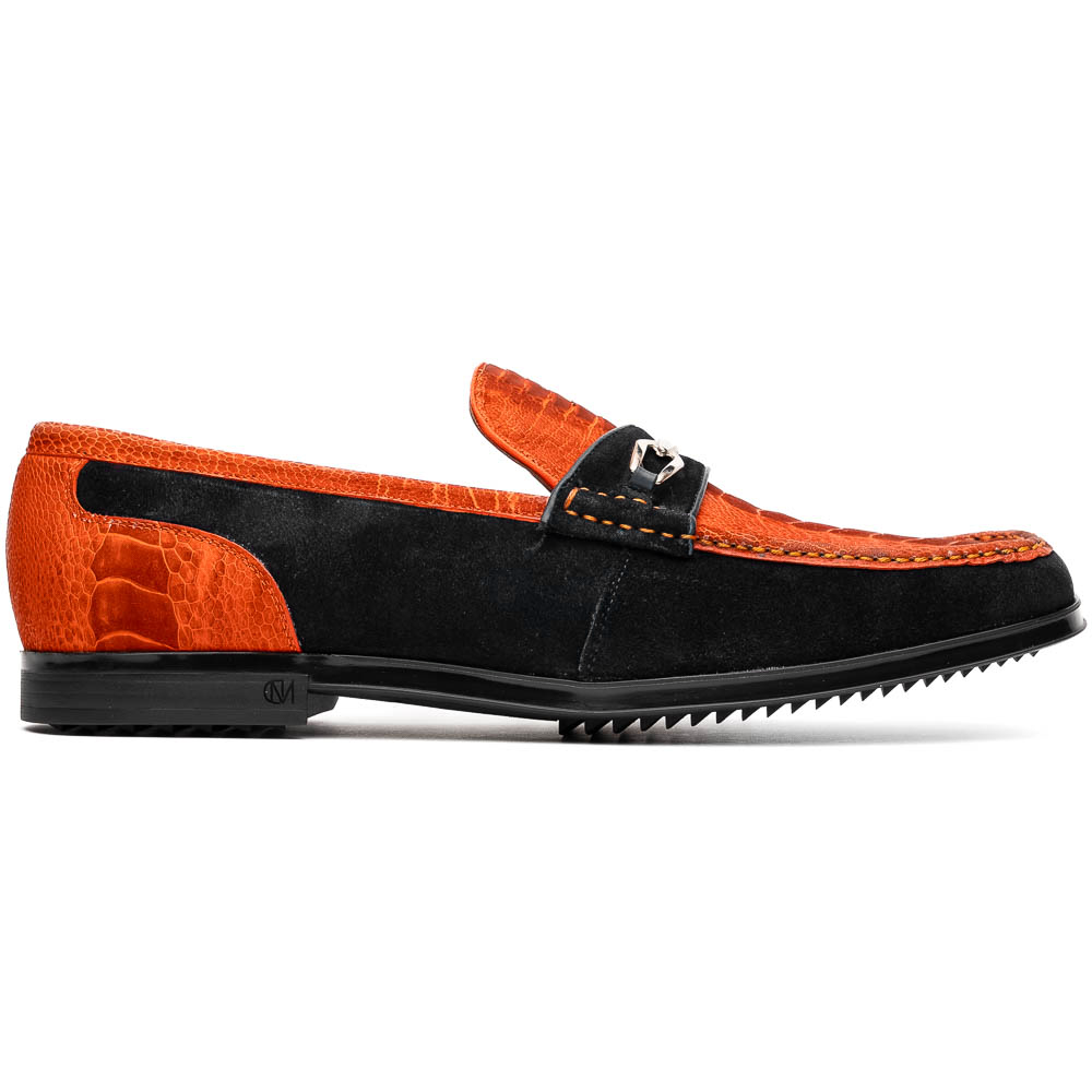 Marco Di Milano Hugo Orange / Black Sueded Ostrich Leg Bit Loafers - Dudes Boutique