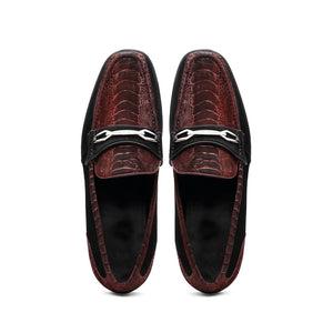 Marco Di Milano Hugo Wine / Black Sueded Ostrich Leg Bit Loafers - Dudes Boutique
