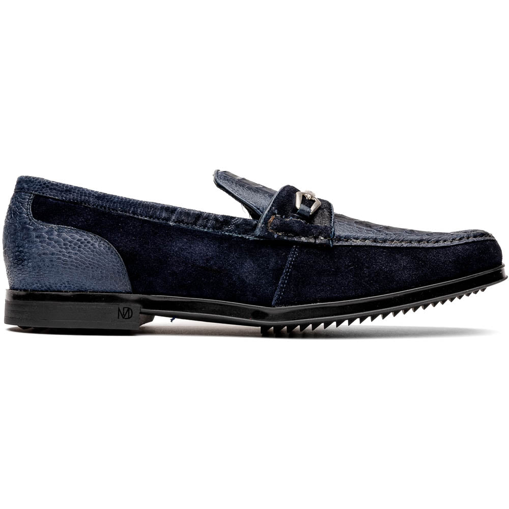 Marco Di Milano Hugo Navy Sueded Ostrich Leg Bit Loafers - Dudes Boutique