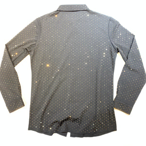 Barocco Black/Gold Fully Loaded Crystal Button Up Shirt - Dudes Boutique