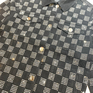 Barocco Black Silver Full Checkered Crystal Jacket - Dudes Boutique