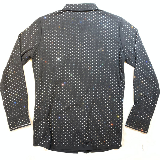Barocco Black/Silver Fully Loaded Crystal Button Up Shirt - Dudes Boutique