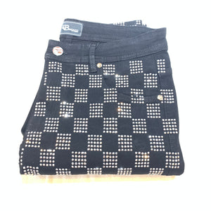 Barocco Black Silver Full Checkered Crystal Pants - Dudes Boutique