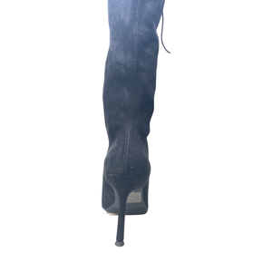 Jeffrey Campbell Disclose Black Suede Lace Up Knee Boots - Dudes Boutique