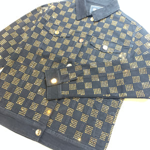Barocco Black Gold Full Checkered Crystal Jacket - Dudes Boutique
