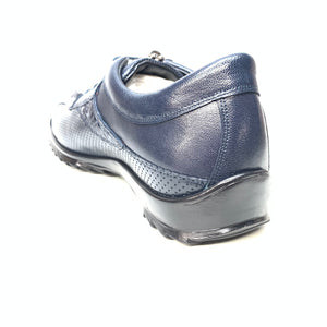 Los Altos Navy Blue Perforated Crocodile Tail Sneakers - Dudes Boutique