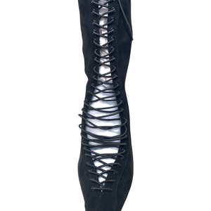 Jeffrey Campbell Disclose Black Suede Lace Up Knee Boots - Dudes Boutique