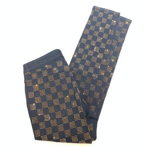 Barocco Black Gold Full Checkered Crystal Pants - Dudes Boutique