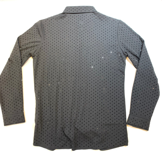 Barocco Black/Black Fully Loaded Crystal Button Up Shirt - Dudes Boutique