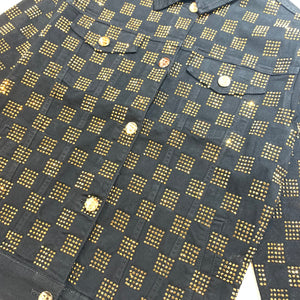 Barocco Black Gold Full Checkered Crystal Jacket - Dudes Boutique