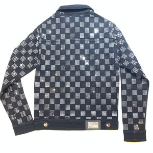 Barocco Black Silver Full Checkered Crystal Jacket - Dudes Boutique