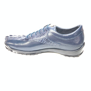 Los Altos Navy Blue Perforated Crocodile Tail Sneakers - Dudes Boutique