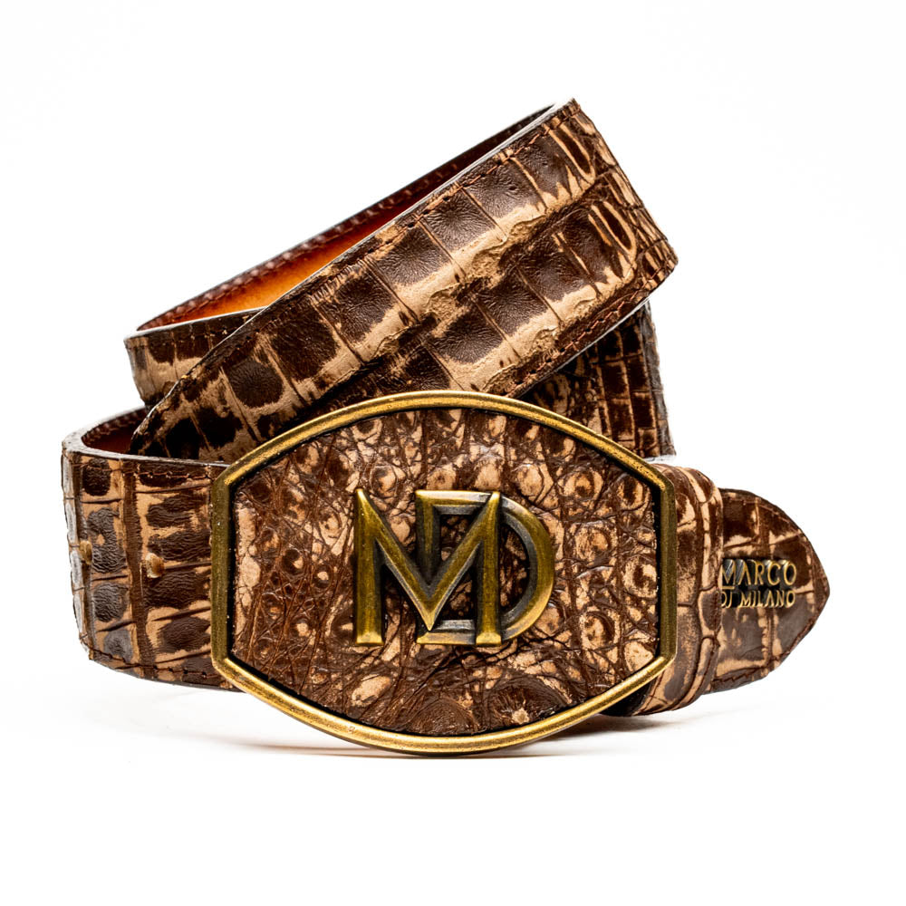 Marco Di Milano Iowa Caiman Crocodile Belt - Stone Brown