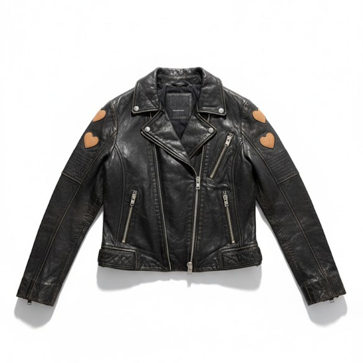 Mauritius women's Reo RF leather jacket with heart detail