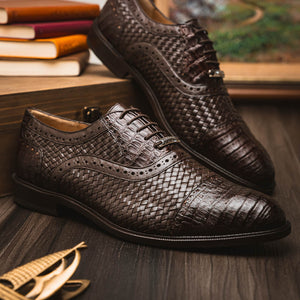 Marco Di Milano John Brown Woven Leather & Crocodile Dress Shoes - Dudes Boutique