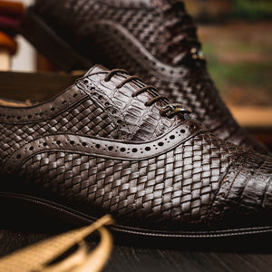 Marco Di Milano John Brown Woven Leather & Crocodile Dress Shoes - Dudes Boutique