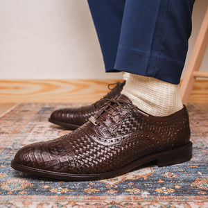 Marco Di Milano John Brown Woven Leather & Crocodile Dress Shoes - Dudes Boutique