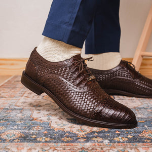 Marco Di Milano John Brown Woven Leather & Crocodile Dress Shoes - Dudes Boutique