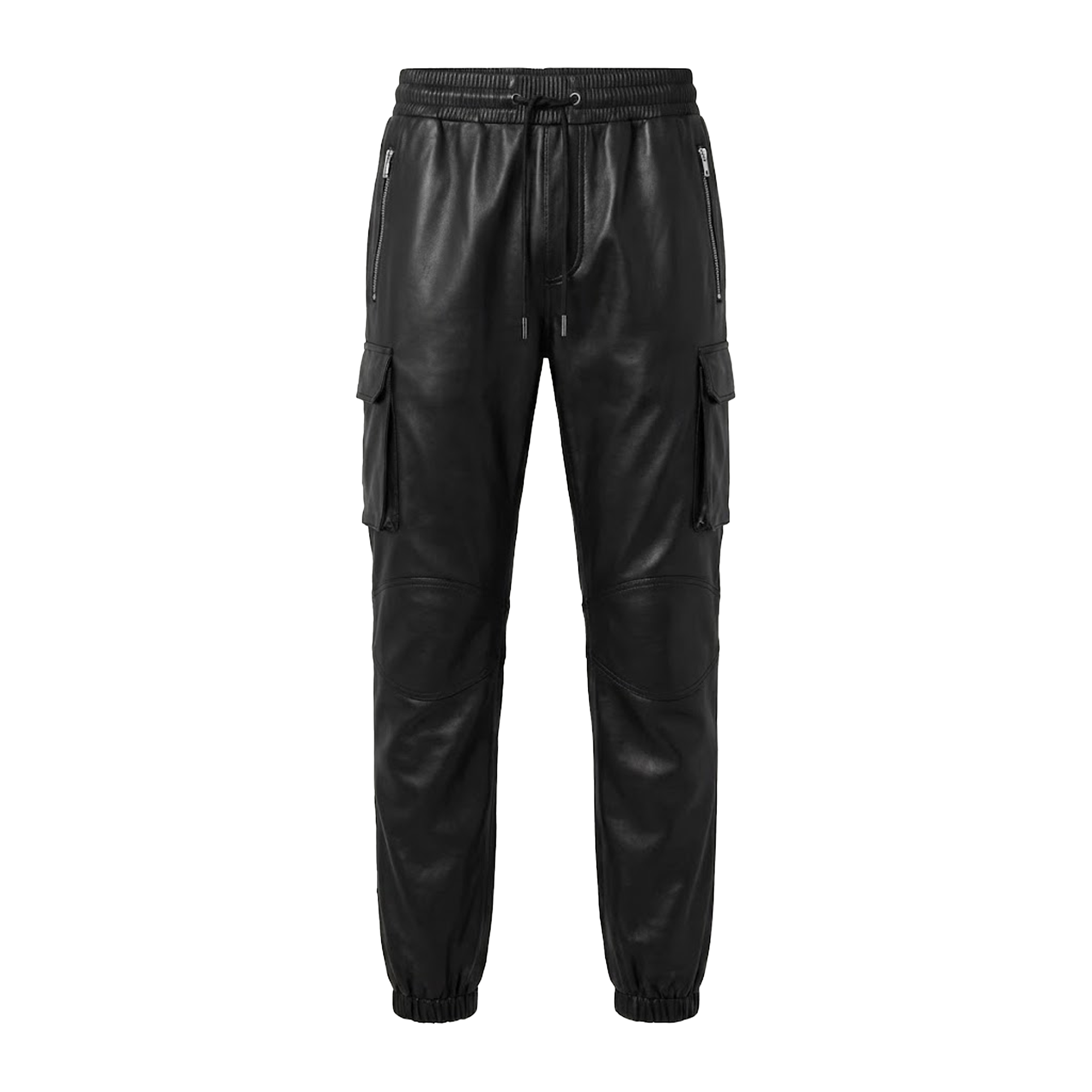 Kashani Men's All Black Lambskin Cargo Joggers