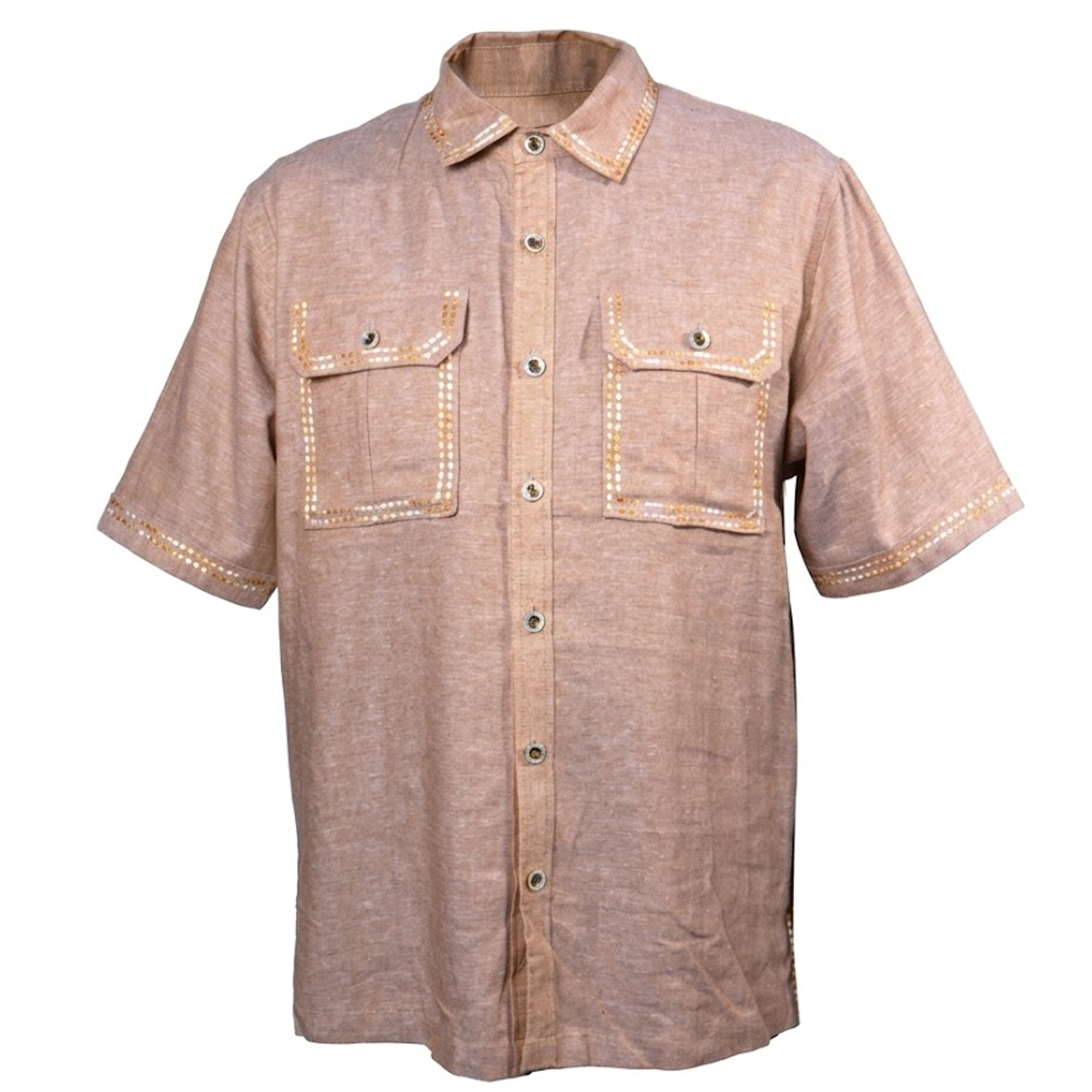 Prestige LUX-530 CD Khaki Double Stitch Linen Shirt