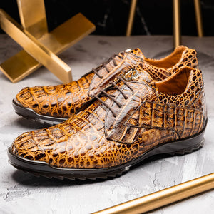 Marco Di Milano Rustic Orix Caiman Crocodile Sneakers - Dudes Boutique