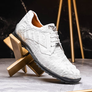 Marco Di Milano Kratos White Caiman Crocodile Sneakers - Dudes Boutique