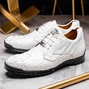 Marco Di Milano Kratos White Caiman Crocodile Sneakers - Dudes Boutique