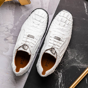 Marco Di Milano Kratos White Caiman Crocodile Sneakers - Dudes Boutique