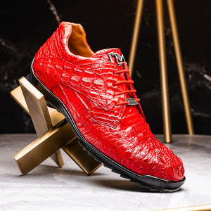 Marco Di Milano Kratos Red Caiman Crocodile Sneakers - Dudes Boutique